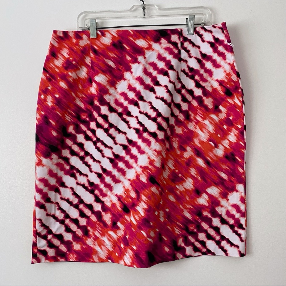 Worthington Vibrant Pink and Red Tie Dye Pencil Skirt